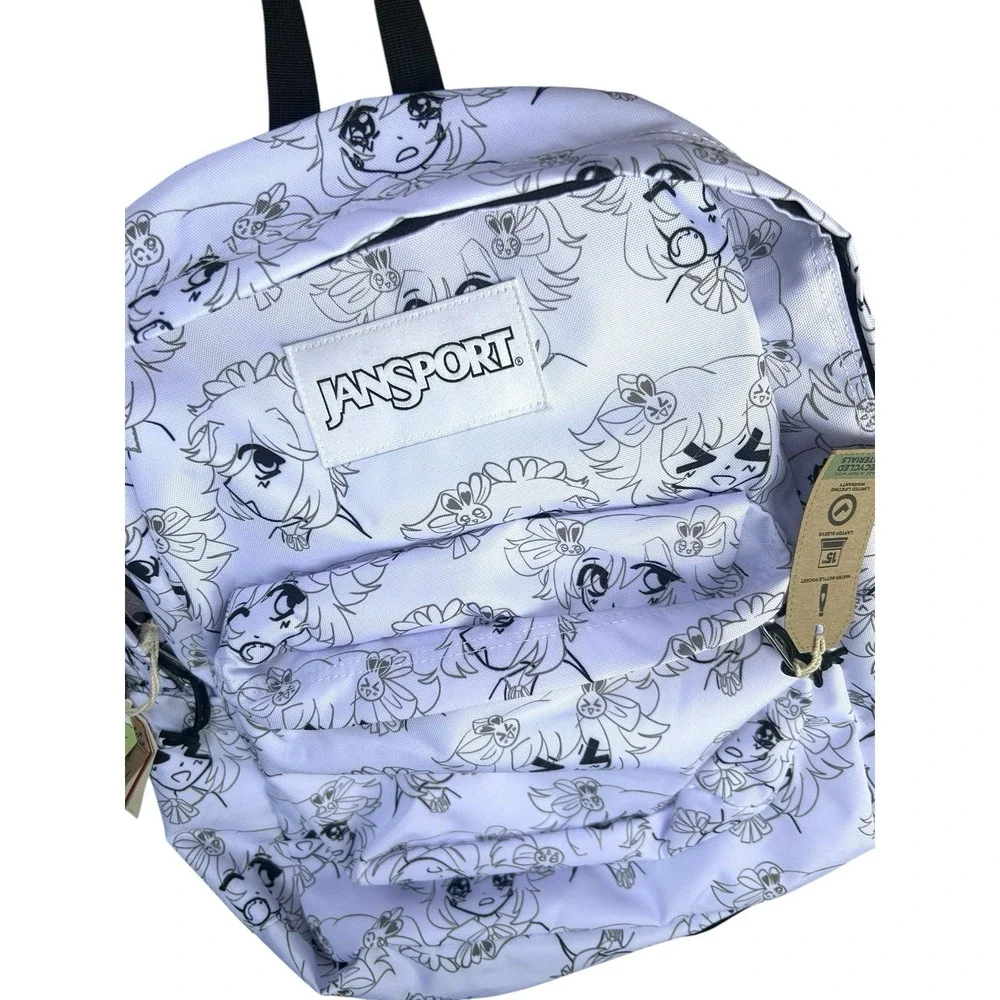 JanSport Backpack White Black Gray 16.5
